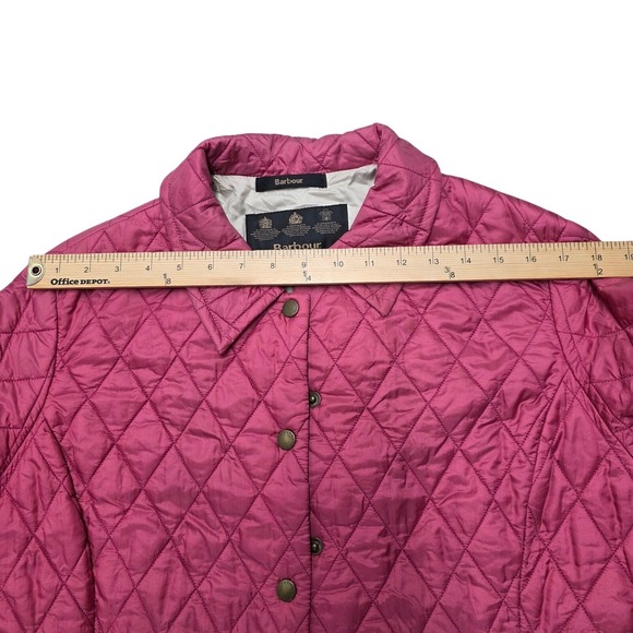 Barbour Quilted Spring Barn Chore Jacket Pink Diamond Stitch Snap Front Size‎ 10 - Picture 5 of 8